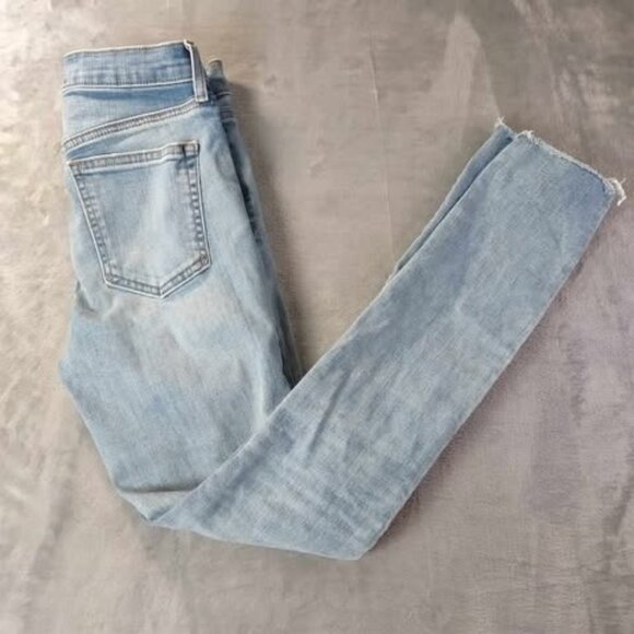 GAP Blue Denim True Skinny High-Rise Button Fly Jeans Size 26 Distressed Raw Hem - Picture 5 of 11